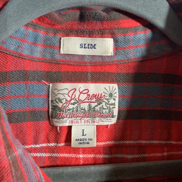 J.Crew Mens Slim Fit Mid Weight Flannel Double Brushed Plaid Button Down Red L - Picture 3 of 5